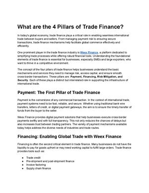 What Are The 4 Pillars Of Trade Finance?