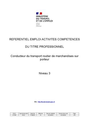 Référentiel Conducteur sur porteur