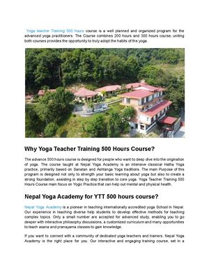 500 Hours Advance Yoga Teacher Training