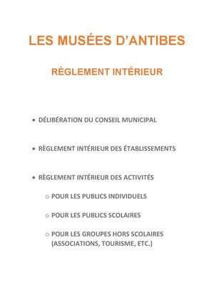Règlement Intérieur des Musées