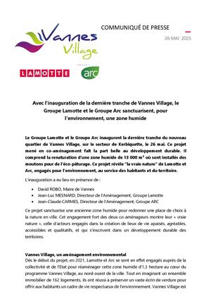 Avec l'inauguration de Vannes Village, Lamotte et Arc sanctuarisent une zone humide - 26 mai 2025