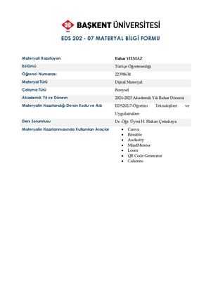 Eds202 Materyal Bilgi Formu 2025 Bahar Yilmaz