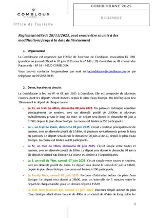 Règlement Comblorane 2025 (Multi Courses)