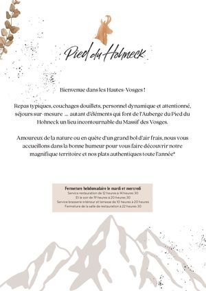 Carte Auberge Du Pied Du Hohneck
