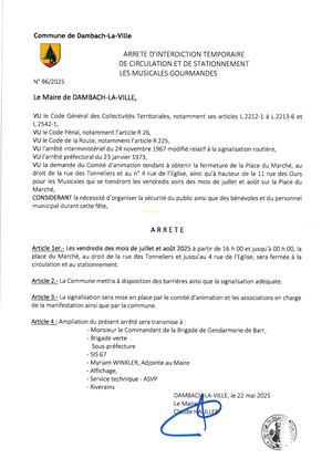 Arrêté 96 2025 Les Musicales Gourmandes