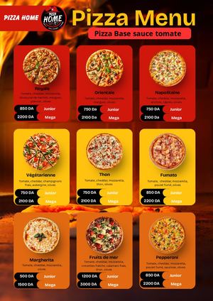 Pizza home menu