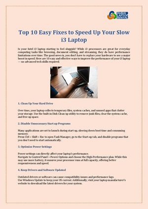 Top 10 Easy Fixes To Speed Up Your Slow I3 Laptop