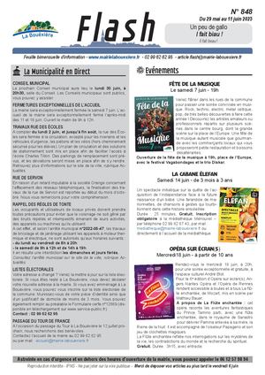 Flash N°848 du 29 mai au 11 juin 2025