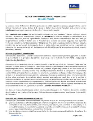 Notice d’information RGPD Prestataires
