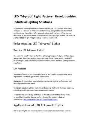 Led Tri Proof Light Factory Revolutionizing Industrial Lighting Solutions