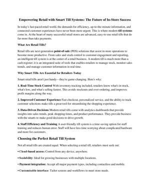 Empowering Retail With Smart Till Systems The Future Of In Store Success