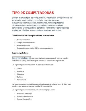 Tipo De Computadoras