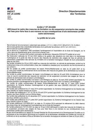 Arrêté cadre sécheresse 21 05 2025
