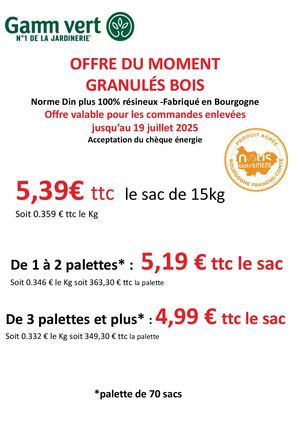 Offre Granules Bois 2025 Gamm Vert Naturalisa