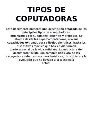 Tipos De Coputadoras