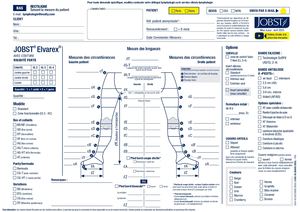 JOBST ELVAREX - Jambe- Fiche de prise de mesure -tricot rectiligne