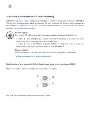 La Bascule Rs (Ou Bascule Sr Pour Set Reset) Electro& Robot