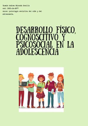 Desarrollo Físico, Cognoscitivo Y Social Del Adolescente