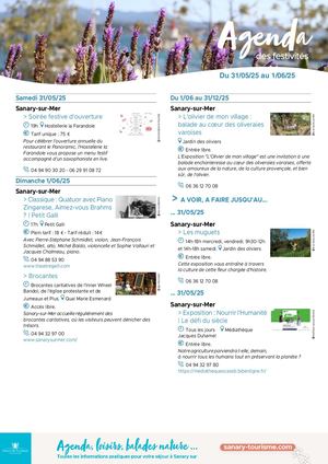 Agenda du week-end 31 mai & 01 juin 2025