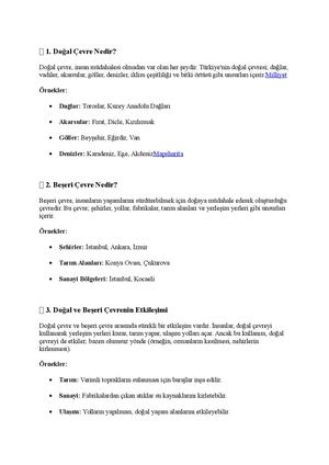 DOĞAL VE BEŞERİ ÇEVRE İLİŞKİSİ