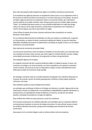 Que Creen Que Pasaría Nadie Respetara Las Reglas O No Existiera Una Buena Comunicación
