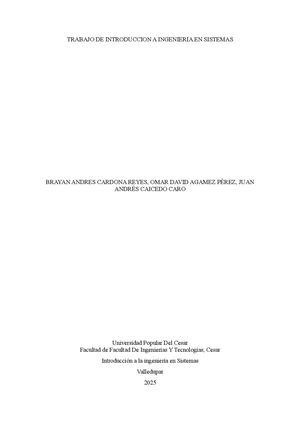 Trabajo De Introduccion A Ingenieria En Sistemas Inteligencia Artificial Actu