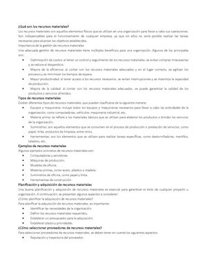 ¿Qué Son Los Recursos materiales?
