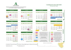Calendario Escolar Color 2025 2026 (1) Cadiz