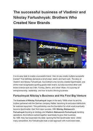 The Successful Business Of Vladimir And Nikolay Fartushnyak Brothers Who Created New Brands
