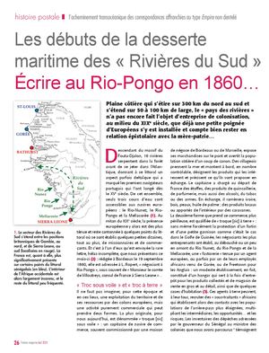 Ecrire au Rio Pongo en 1860 : les débutes de la desserte maritime des "Rivières du Sud"