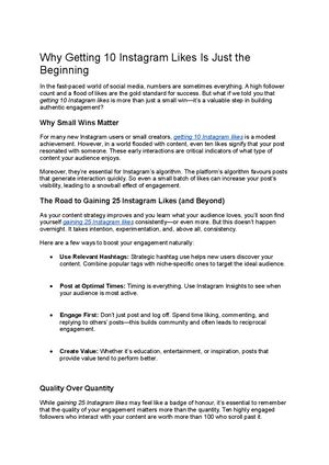 Why Getting 10 Instagram Likes Is Just The Beginning