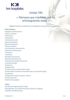 25 PP GHM LA 25 11  Farmacos Interferentes Con Anticoagulantes Orales