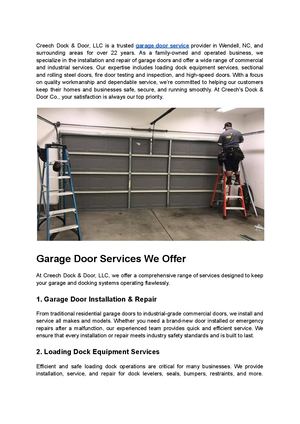 Creech Dock & Door, LLC - Trusted Garage Door Service in Wendell, NC