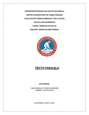 Texto Paralelo Gerencia En Salud
