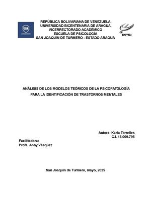 Modelos teóricos de la Psicopatología