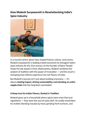 Mukesh Suryawanshi: Transforming India’s Spice Industry with Innovation