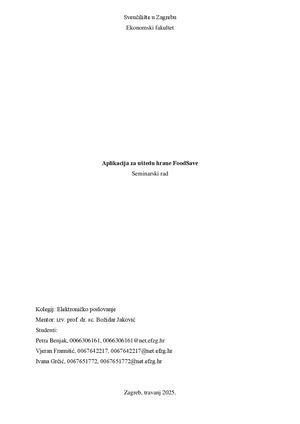 Seminarski Rad Aplikacija Za Uštedu Hrane Food Save