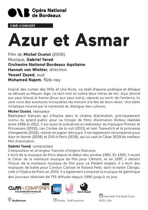 Ciné-concert Azur et Asmar mercredi 4 et jeudi 4 juin 2025