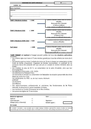 Demande de carte annuelle