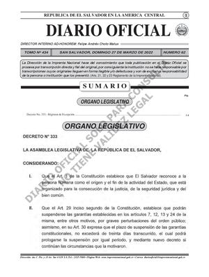 Diario Oficial Regimen de Exepcion