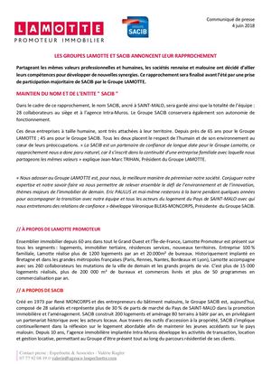 Les Groupes Lamotte et Sacib annoncent leur rapprochement - 4 juin 2018