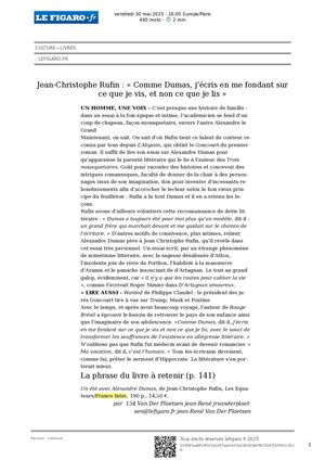 Un été avec Alexandre Dumas, Jean-Christophe Rufin / Les Equateurs - France Inter
