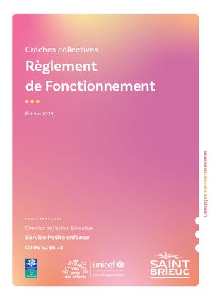Crèches collectives - règlement de fonctionnement 2024