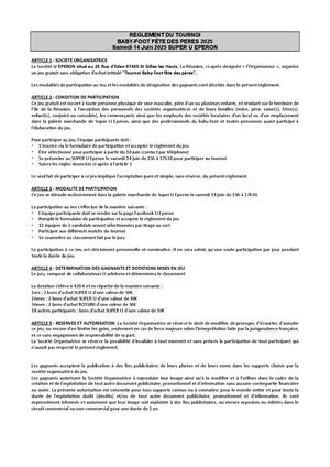 Règlement Tournoi Baby Foot Fête Des Pères Super U 2025