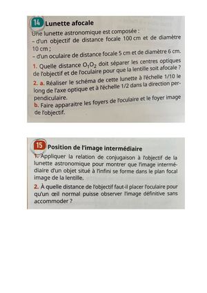 Exercices lunette astronomique