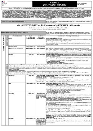 Avis Annuel à L'exercice De La Chasse Dans Le Département Du Doubs 2025 2026