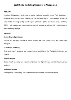 Best Digital Marketing Specialist in Malappuram