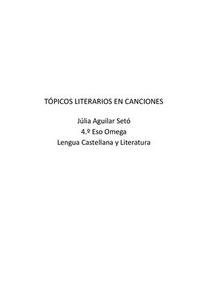 Tópicos Literarios En Canciones
