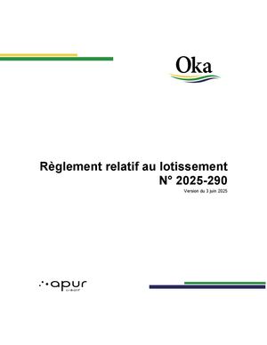 Projet de règlement 2025-290 relatif au lotissement