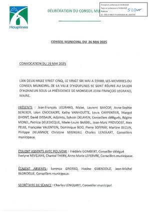 Conseil municipal du 26 mai 2025 - Délibérations